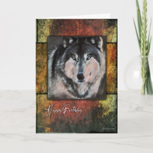 Rustic Wolf Birthday Card