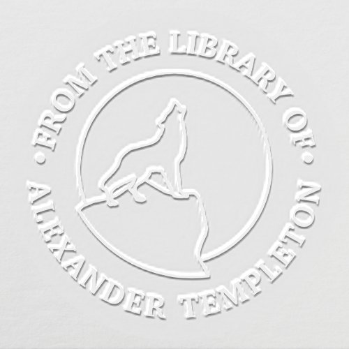 Rustic Wolf Howling at Moon Line Art Library Embosser