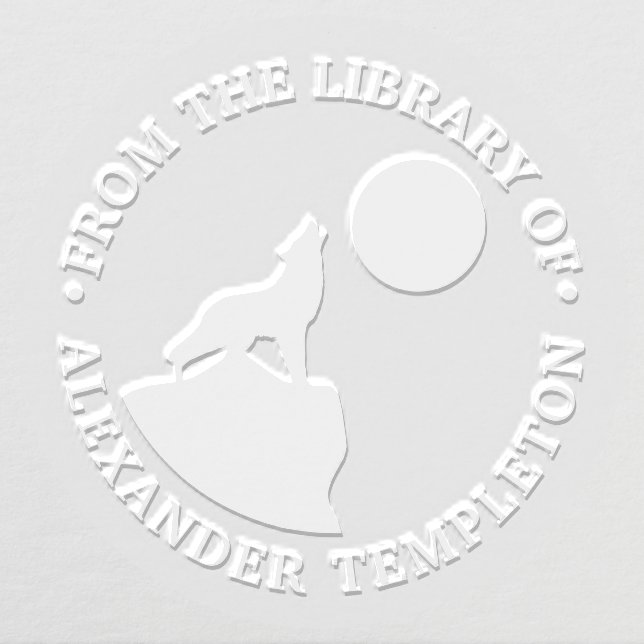 Rustic Wolf Howling at Moon Silhouette Library Embosser (Design)