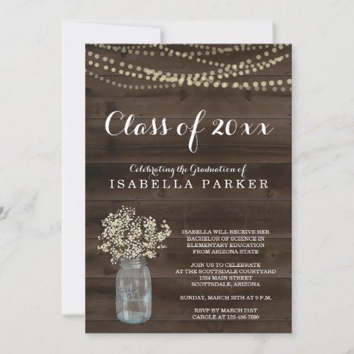 Rustic Womans Graduation Party Invitation