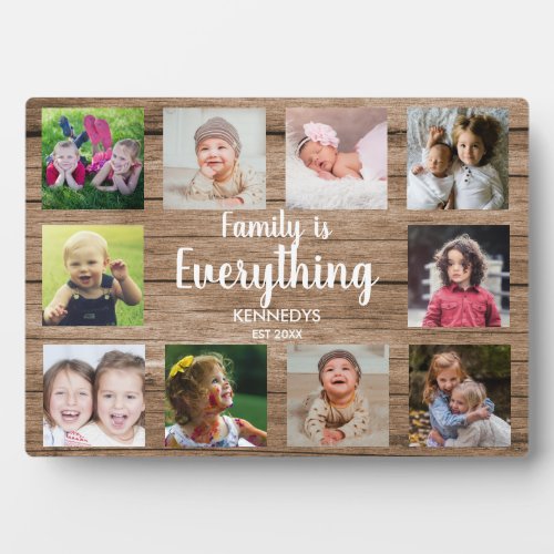 Rustic Wood 10 Photo Collage Family 5 X 7 Plaque