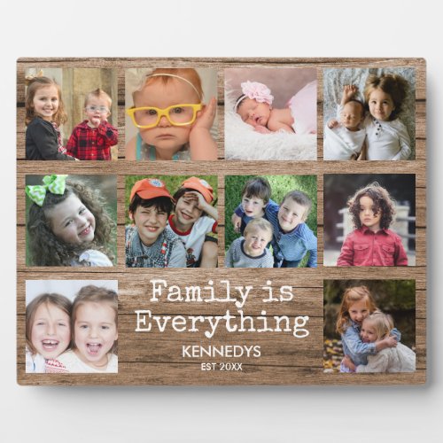Rustic Wood 10 Photo Collage Family Quote Plaque