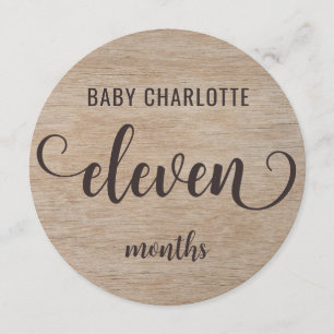 Rustic Wood 11-12 Months Baby Milestone Sign