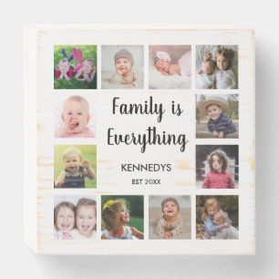 Rustic Wood 12 Photo Collage Family Wooden Box Sign
