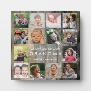 Rustic Wood 14 Photo Collage We Love You Grandma Plaque