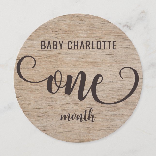 Rustic Wood 1-2 Months Baby Milestone Sign (Front)