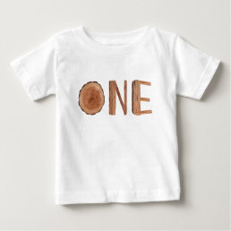 Rustic Wood 1st Birthday One  Baby T-Shirt
