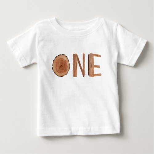 Rustic Wood 1st Birthday One  Baby T_Shirt
