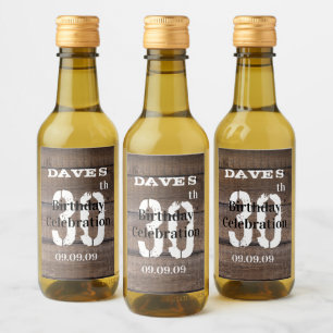 Rustic Wood 30th Any Age Birthday Party Favor Mini Wine Label