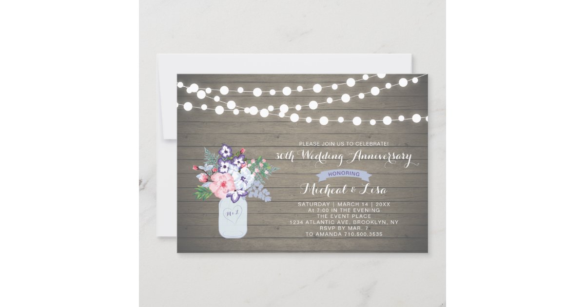 Rustic Wood 30th Wedding Anniversary Invitation | Zazzle