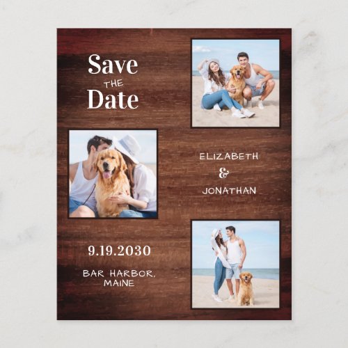 Rustic Wood 3 Photo Budget Wedding Save The Date