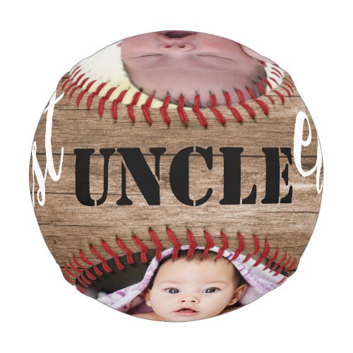 Rustic Wood 3 Photo Collage  Best Uncle Ever Baseball