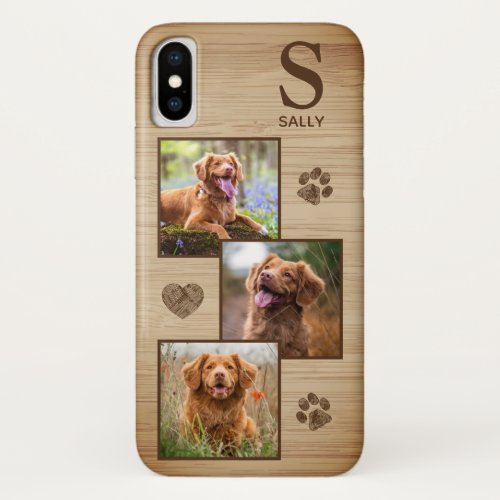 Rustic Wood 3 Photo Pet Dog Case_Mate iPhone Case