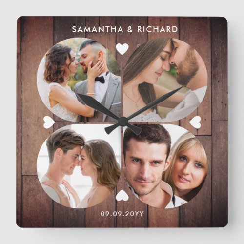  Rustic Wood 4 Photo Collage Wedding Anniversary