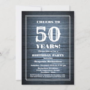 Rustic Wood 50th Birthday Party Invitation