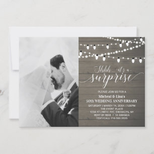 Rustic Wood 50th Photo Wedding Anniversary Invitation