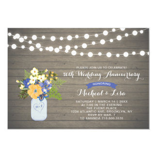 Rustic Wood 50th Wedding Anniversary Invitation