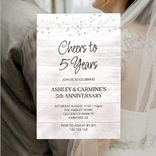 Rustic Wood 5th Wedding Anniversary Invitation
