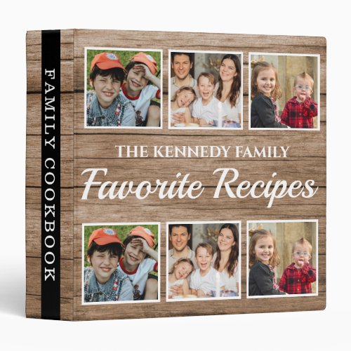 Rustic Wood 6 Photo Family Cookbook  Recipe  3 Ring Binder