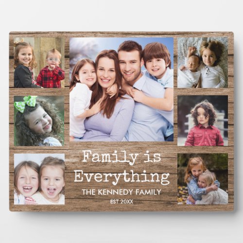 Rustic Wood 7 Photo Collage Family Quote Plaque