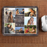 Rustic Wood 7 Photo Collage | Loving Life with You Mouse Pad<br><div class="desc">Rustic wood look mouse pad with personalized photo collage. The photo template is set up ready for you to add your 7 of your favorite pictures, working clockwise from the top left. The wording reads "loving life with you" in elegant handwritten script and skinny font typography. Please browse my store...</div>