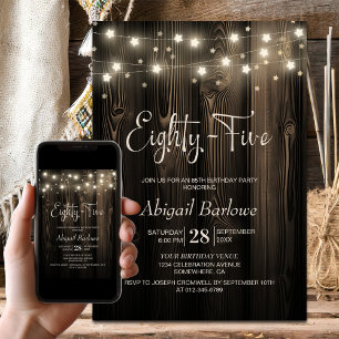 Rustic Wood 85th Birthday Party Invitation