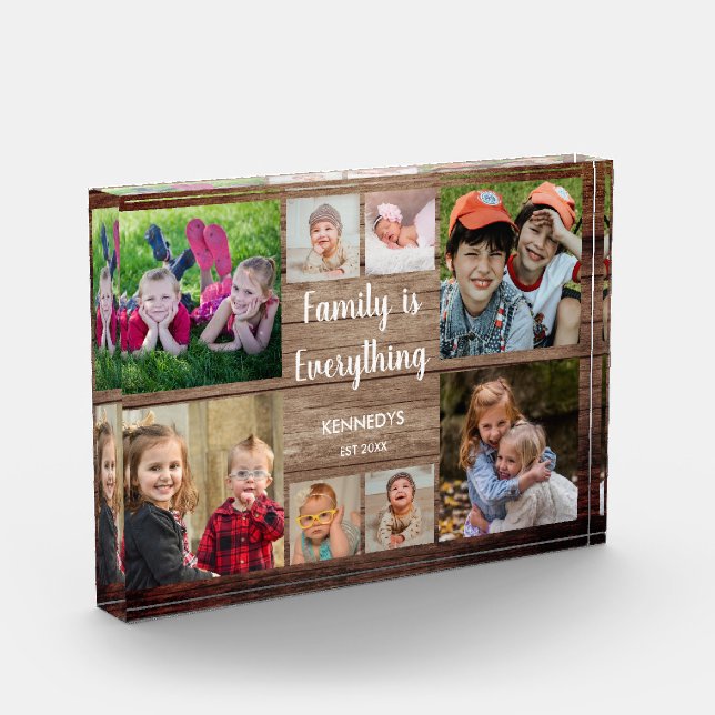 Rustic Wood 8 Photo Collage Family Quote (Left)