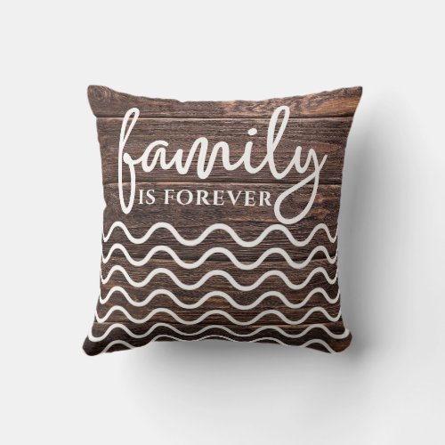 Rustic Wood 9 Photo Collage Family Quote  Throw Pillow