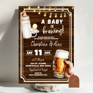 Rustic Wood a baby is bewing co-ed baby shower Invitation