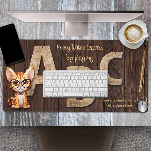 Rustic Wood ABC Alphabet Teacher Desk Mat