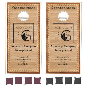 Rustic Wood Add Your Logo Business Marketing Cornhole Set