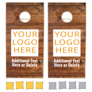 Rustic Wood Add Your Logo Cornhole Set