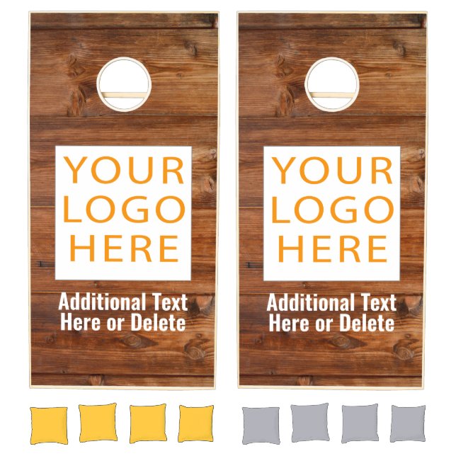 Rustic Wood Add Your Logo Cornhole Set (Set)