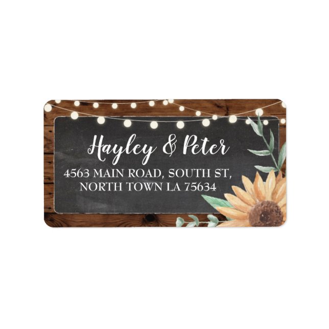 Rustic Wood Address Lights Sunflower Stickers (Front)