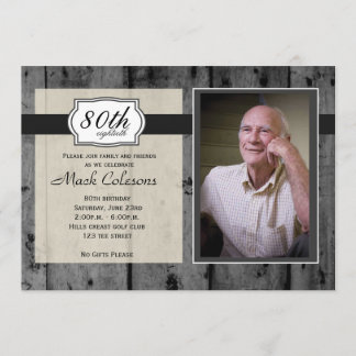 Rustic Wood Adult Male Birthday Invitation