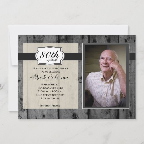 Rustic Wood Adult Male Birthday Invitation