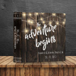 Rustic Wood "Adventure Begins" Keepsake Wedding 3 Ring Binder<br><div class="desc">Rustic Wood "Adventure Begins" Keepsake Wedding 3 ring binder. A unique keepsake Photo album of your wedding to share with family and friends . The design has a RUSTIC wood background and the quote " the ADVENTURE BEGINS " written in brush font alongwith the names of the bride and groom...</div>