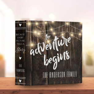 Rustic Wood Adventure Begins Memory Keepsake Photo 3 Ring Binder