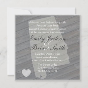 Rustic wood Alabama gray wedding invitations