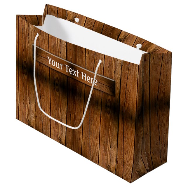 Rustic Wood All Purpose Large Gift Bag (Front Angled)