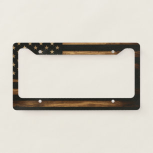 Rustic Wood American Flag Patriotic Vintage USA License Plate Frame