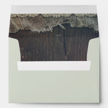 Rustic Wood And Burlap Lace Barn Wedding Envelope by jinaiji at Zazzle