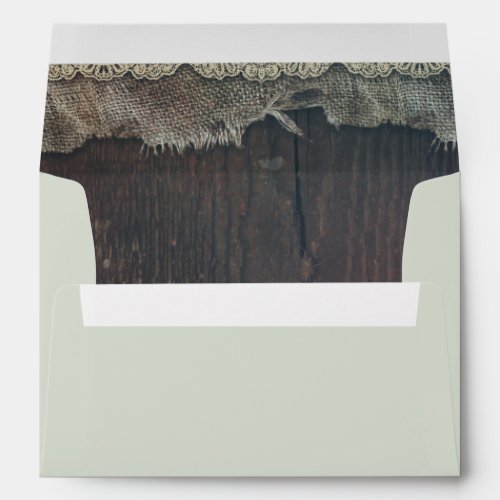 Rustic Wood and Burlap Lace Barn Wedding Envelope