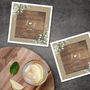 Rustic Wood and Burlap Wedding Napkins