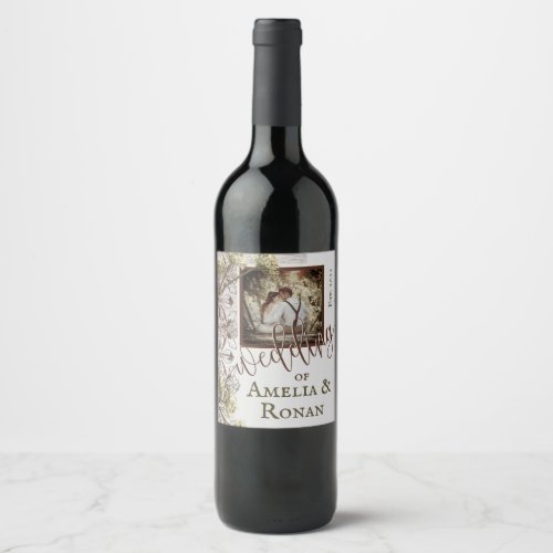 Rustic Wood and Burlap Wedding Wine Label