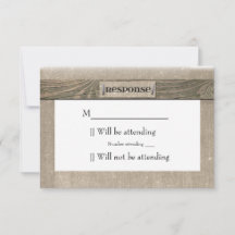 Rustic Wood and Canvas Response Card
