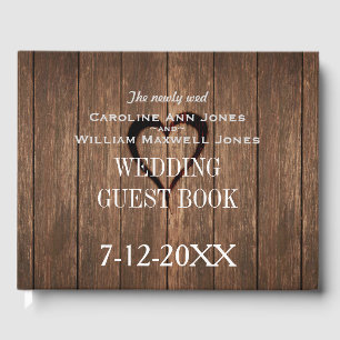 Rustic Wood and Engraved Heart Guest Book