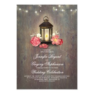 Rustic Wood and Floral Lantern Lights Fall Wedding
