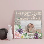 Rustic Wood and Floral Photo - Most Loved Mom Ever Faux Canvas Print<br><div class="desc">Sweet photo canvas for your mom - great for mother's day or a birthday gift. The template is set up ready for you to add your own photo and you can also edit "mommy" to your preferred title (ie., mama, mummy etc), if you wish. This watercolor floral design features a...</div>