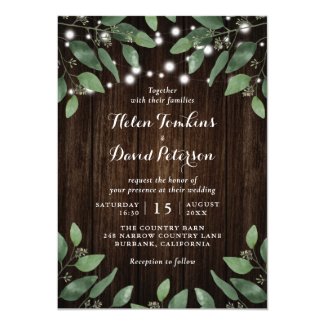 Rustic Wood and Greenery Wedding Invitations